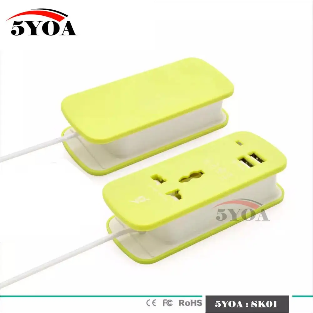 Разъем ЕС США Великобритания Портативный USB Порты и разъёмы зарядная станция с универсальным Мощность шнур дома и путешествий Применение - Цвет: Green