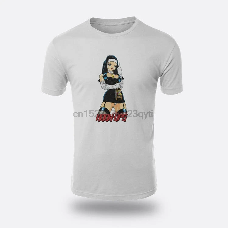 Evil Nun Hookups Tee Hook Ups белая футболка Размер Mens Мужская футболка|Мужские футболки| |