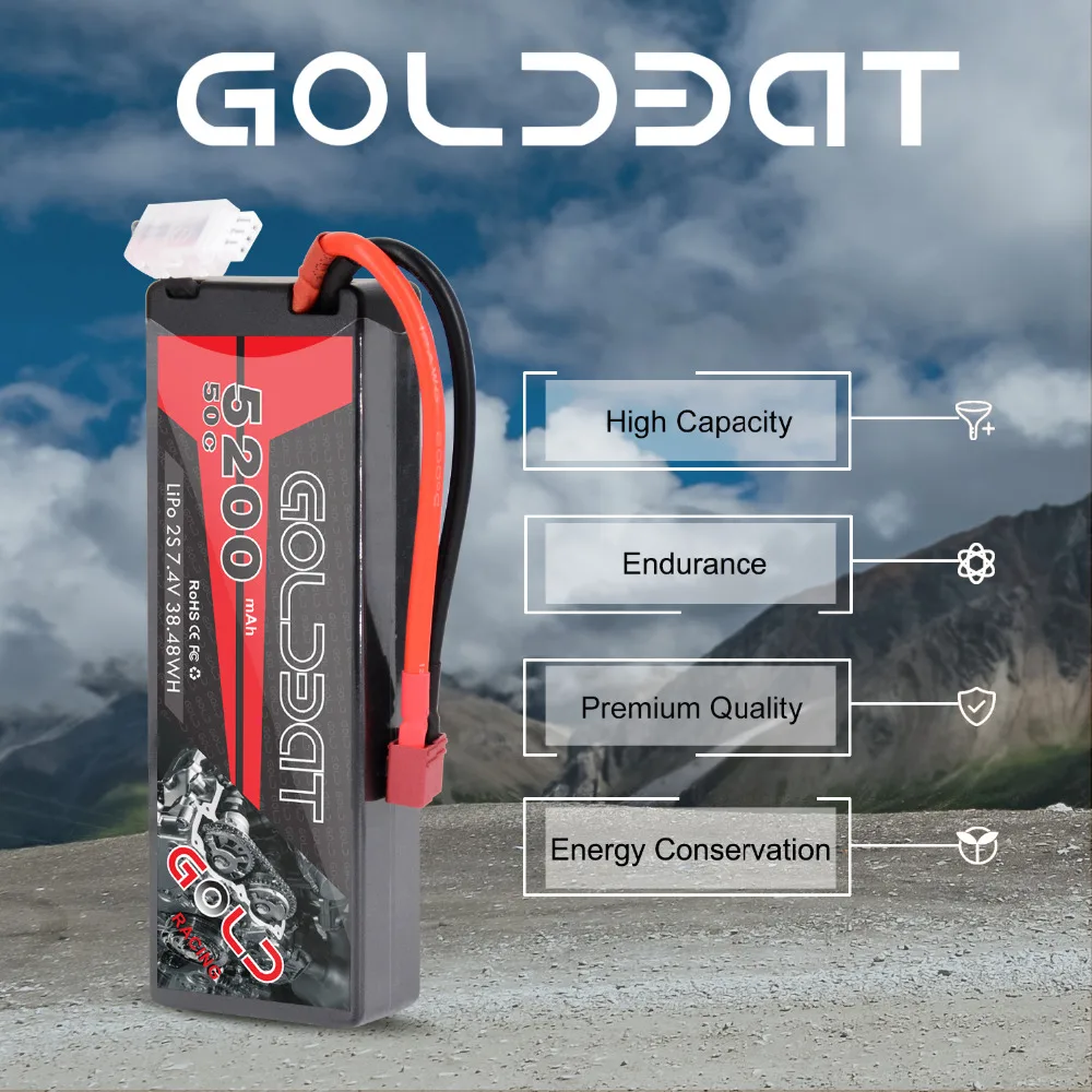 2 единицы GOLDBAT Lipo батарея для RC 5200mAh 7,4 V 50C 2S LiPo батарея с Deans XT60 Разъем для RC автомобиль грузовик Truggy Танк Helicopt