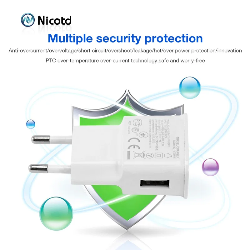 Nicotd 5V 2A USB Charger EU Plug Fast Charging Travel Wall Mobile Phone For Huawei 8C 8X Mate 20 Xiaomi Samsung S10 plus | Мобильные