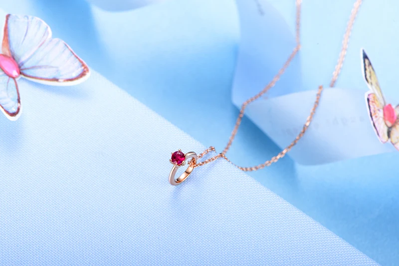 Подвеска ZOCAI Style из серебра 925 пробы с красным Рубином 0 07 карат розовое золото 18 К
