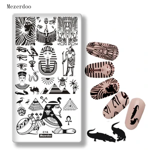 Пластины для стемпинга, египетская Пирамида Фараона, тема для нейл-арта, шаблон для ногтей, крокодил, Лев, трафарет для маникюра, инструмент сделай сам C16