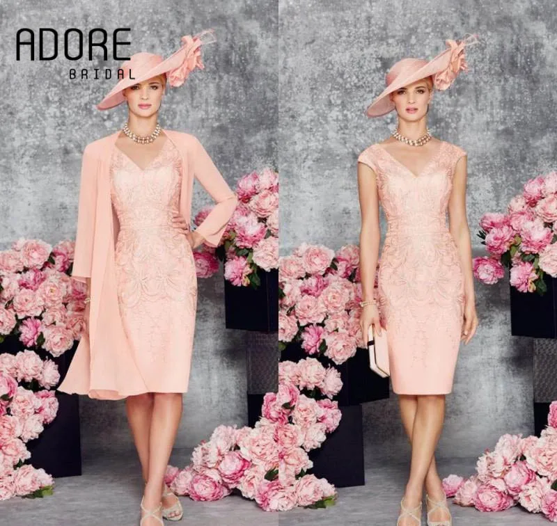 Элегантный Аппликация Шифон Мама Невесты Платья Оболочка V образным Вырезом