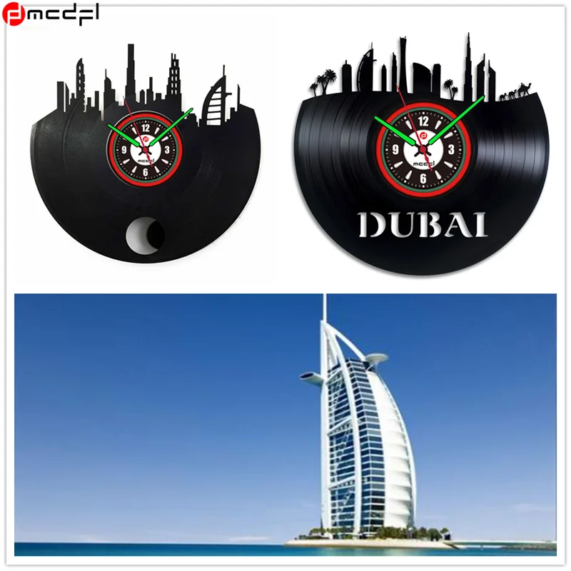 MCDFL Дубай Новый Современный Дизайн Виниловая запись тихие настенные часы