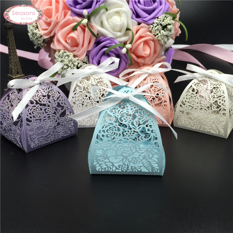 50 шт. розы Свадебная коробка свадебные подарки для гостей подарков упаковка