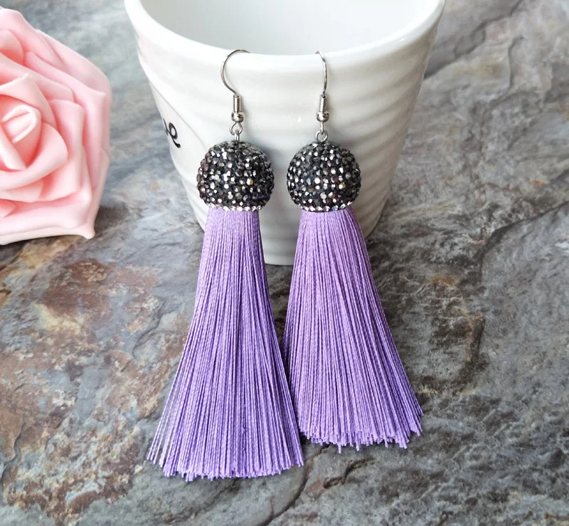 5 пар хлопковые шелковые кисточки для серег проложить кристалл горный хрусталь