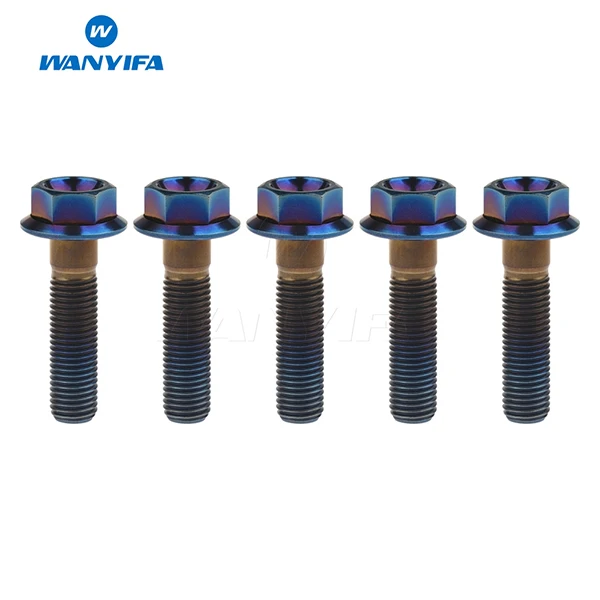 Blue Титановый "Wanyifa" болты M8 M10 x 20 25 30 35, 40 45 55 60 65 70 75 80 100 мм Фланцевый с шестигранный болт для Honda Suzuki Yamaha - Цвет: Blue