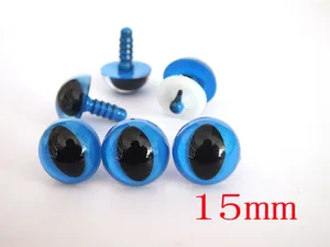 Глаза кошачьи пластиковые, голубые, 15 мм, 100 шт., аксессуары для игрушечной куклы