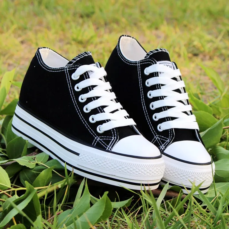 Women Canvas Lace Up Flat Platform Creeper Casual Shoes Round Toe Leisure Students S41 | Обувь