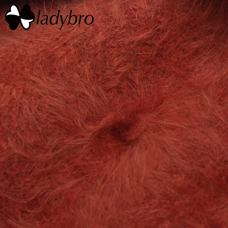 Элегантный однотонный берет Ladybro женская меховая шапка осенне зимняя теплая