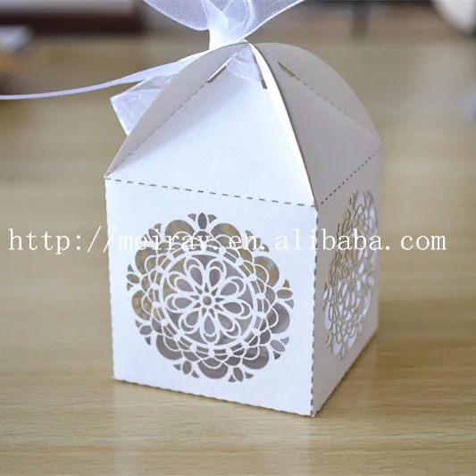 

100pcs/lot laser cut samll white paper box gift box packaging