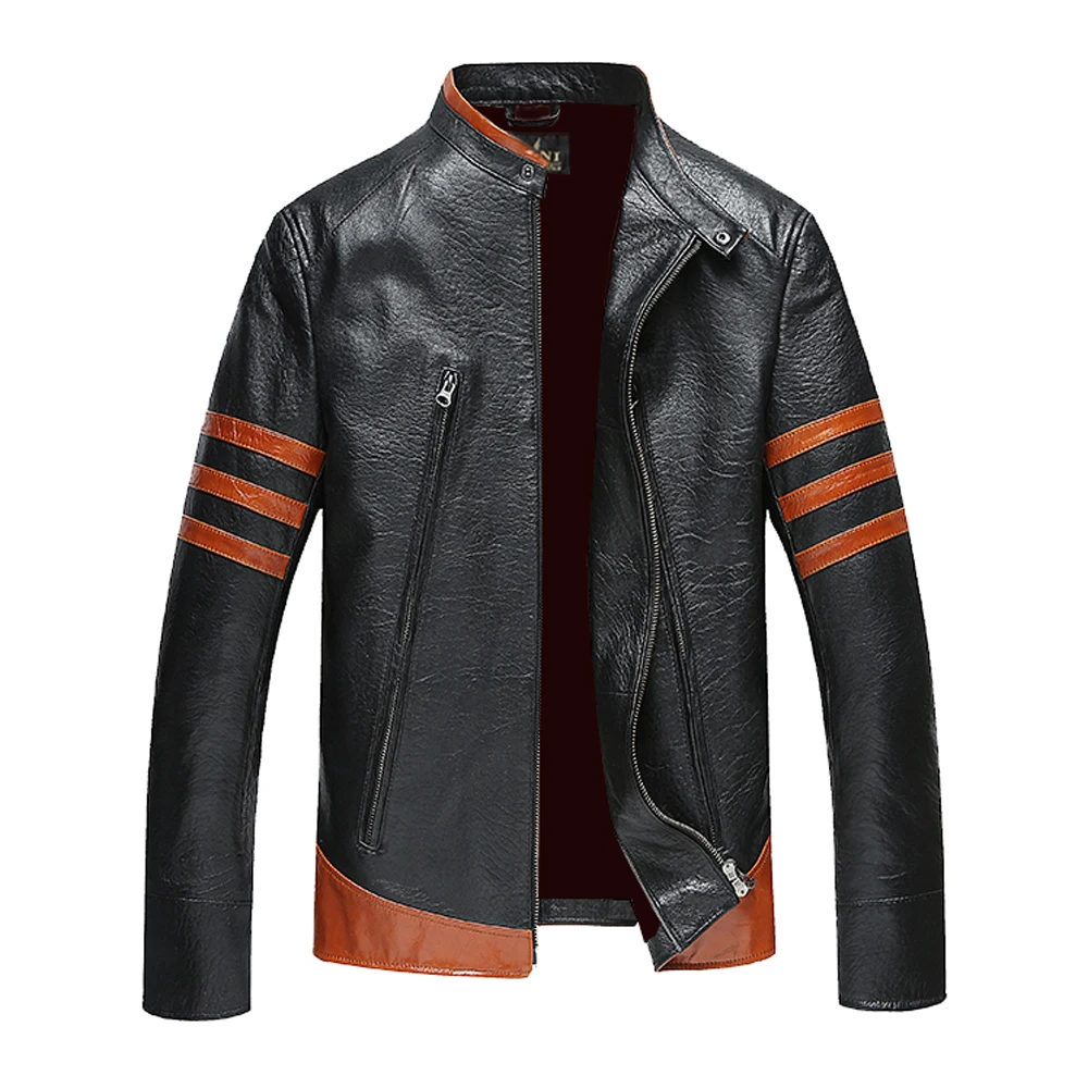 Fashion Men Genuine Leather Sheepskin Coat Male Formal Black Cool Clothing Genuine Sheepskin Jacket Men Slim Leather Overcoat male streetwear fashion hiphop leather jacket pu leather splice pattern baseball coat singer dancer cool men stage show clothing