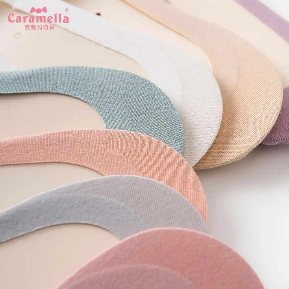 Женские хлопковые носки Caramella однотонные невидимые с закрытым носком для девушек