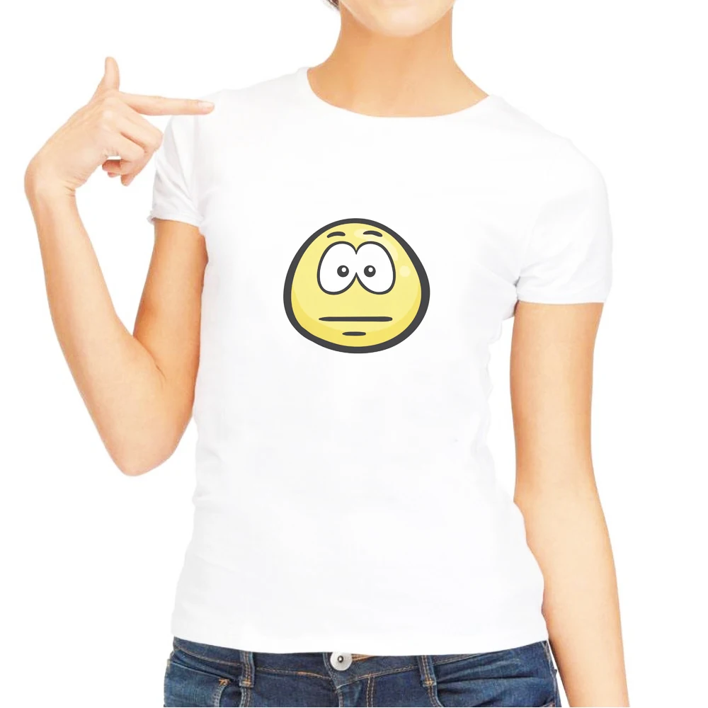 Emoji Expressionless уход за кожей лица Футболка забавные для женщин футболки Одежда Harajuku