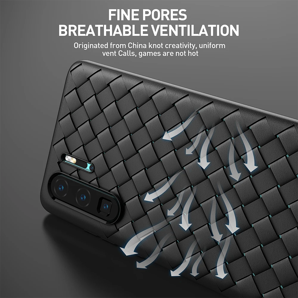 KEYSION Super Soft Phone Case For Huawei P30 Pro P20 Luxury Grid Weaving Mate 20 10 Radiating Cover Silicone |