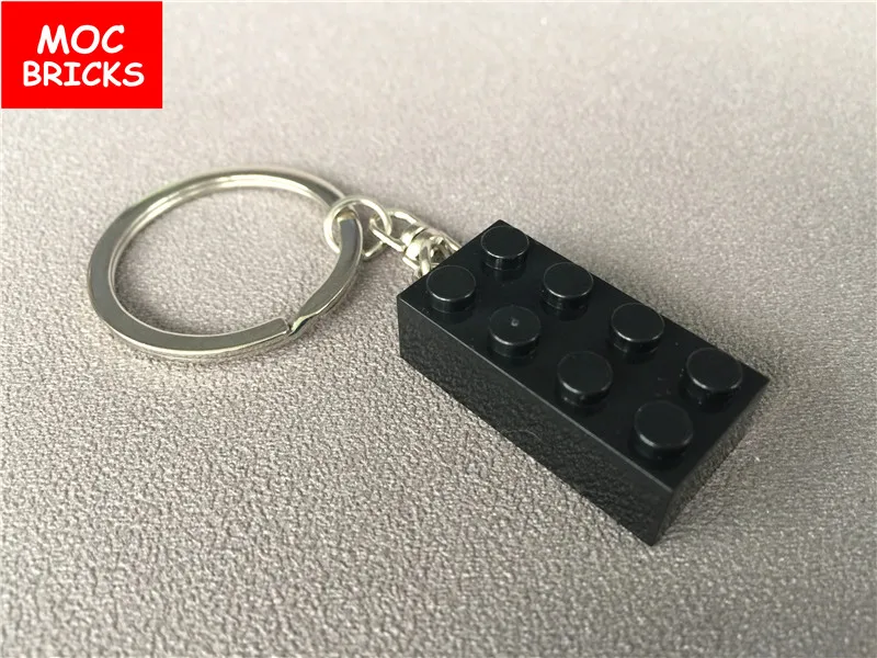 black MOC красочный Кирпич 2X4 Рисунок брелок DIY Развивающие строительные блоки модель экшн Игрушка Дети Лучшие подарки - Цвет: black