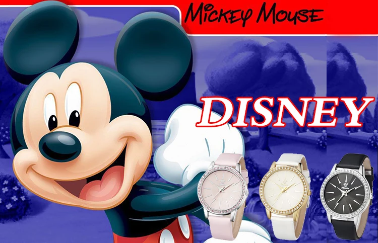 Натуральная Disney Дети Смотреть Девушка Мода круто Кварцевые наручные часы роскошные женские часы кожа часы