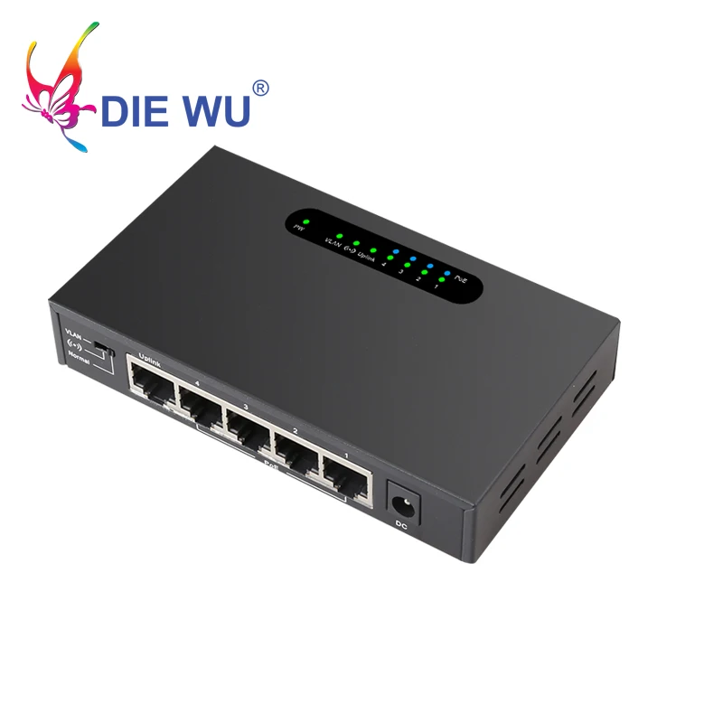 5 портов 10/100Mpbs POE коммутатор 4 порт и 1 Uplink Ethernet Поддержка расширения 250 м 52 в
