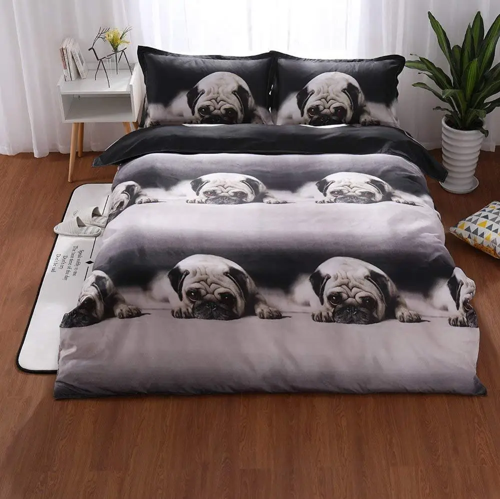 

Puppy Bedding Sets 3D Dog Duvet Cover Set with 2 Pillowcase 1 Duvet Cover 1 flat shet for Dog Lover