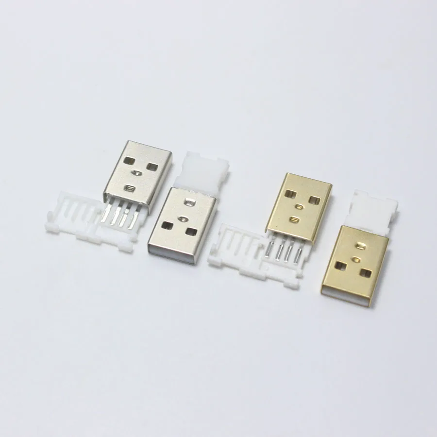 2 шт. USB 0 штекер Соединитель с белым складной оболочкой позолоченный сварной Тип