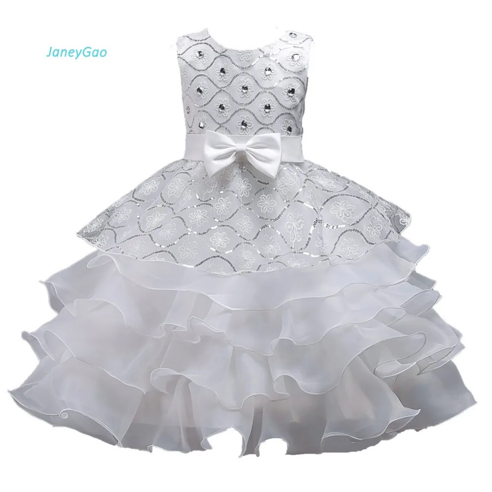 JaneyGao цветочные платья для девочек свадебной вечеринки элегантные белые с