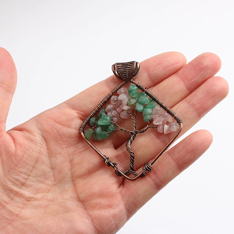 Новинка 2017 модный натуральный авентурин с кристаллом розы кварцевым подвеской в