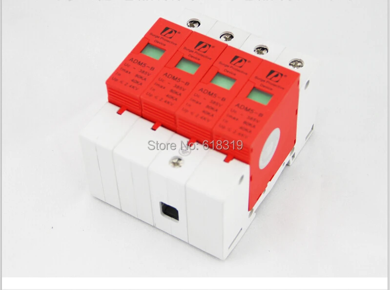 Фото (1 шт./лот) din-рейка 35 мм Lightning Surge 80KA 4P (3P + N) 385 в силовое устройство защиты от (1 шт./лот) din-рейка 35 мм Lightning Surge 80KA 4P (3P + N) 385 в силовое устройство защиты от
