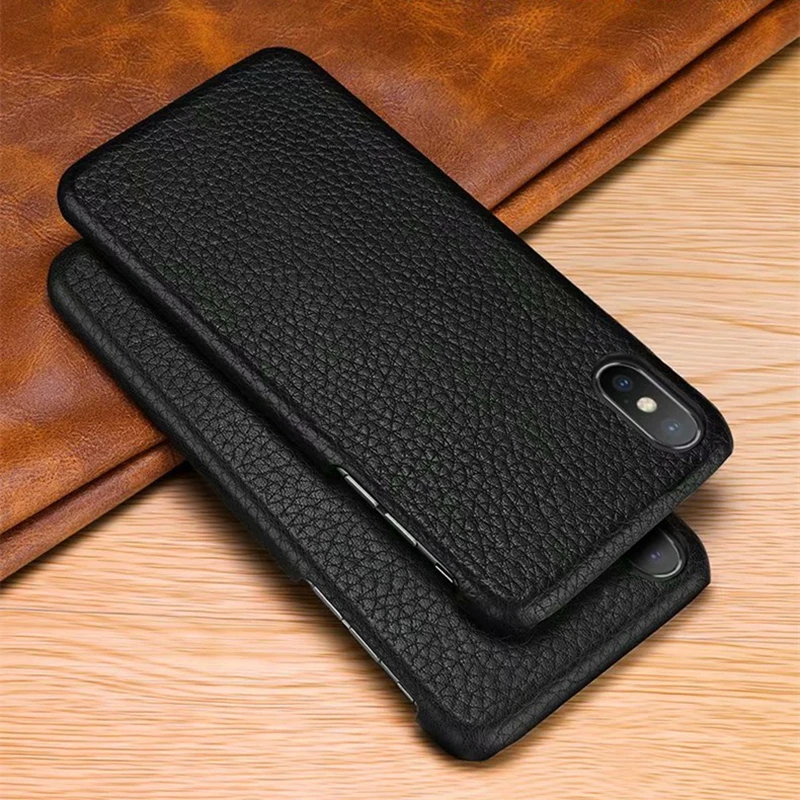 Чехол для iphone XS Max из натуральной кожи X XR задняя крышка с зернистой фактурой 6s 7 8