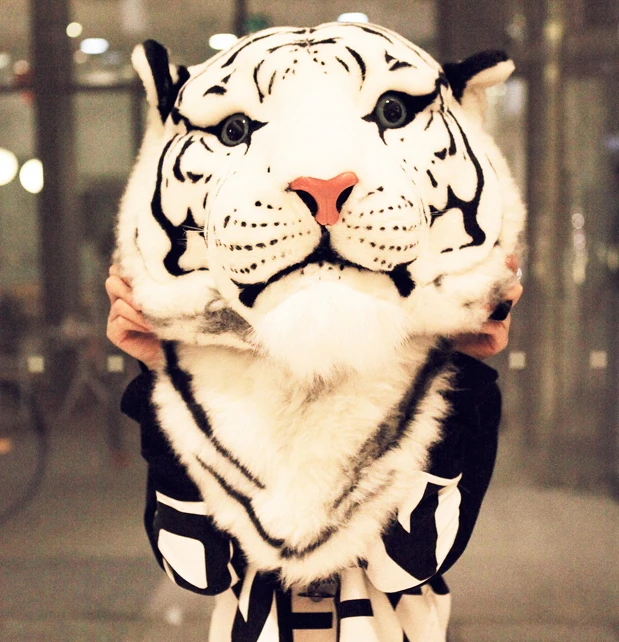 2017 3D голова тигра Рюкзак мультфильм животных сумки в виде льва белый женский