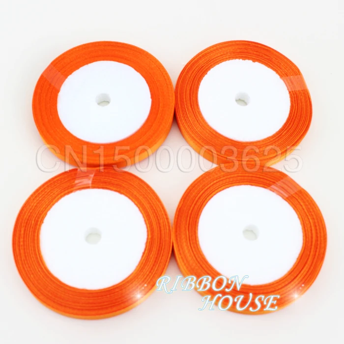 (25 yards/roll) 3/8&quot (10mm) Orange Red Single Face Satin Ribbon Webbing Decoration Gift Christmas Ribbons | Дом и сад