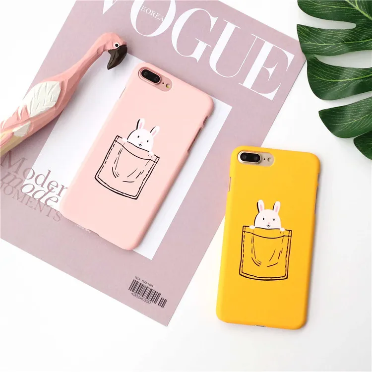 Cute cat claw Literary duck Pocket rabbit case For iPhone 6s 7 8 Plus X 3 colors Half pack Frosted pc hard cover wholesale price |