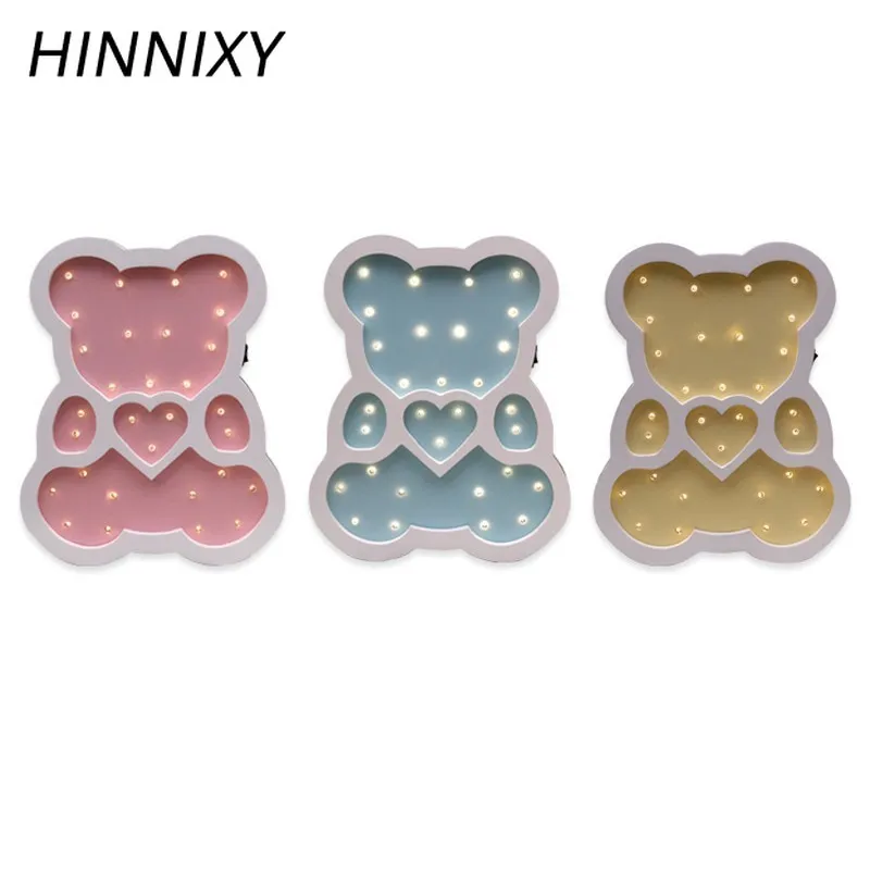 Hinnixy мультяшный медведь Ночная лампа детские ночные светильники детская