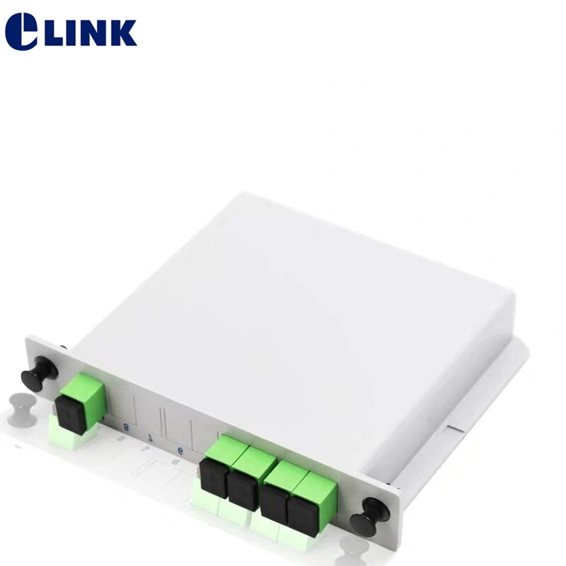 10pcs 1x4 LGX box fiber Splitter GEPON FTTH SM SC/APC optical PLC coupler 1*4 Cassette GPON splitter ELINK Plannar wavelength