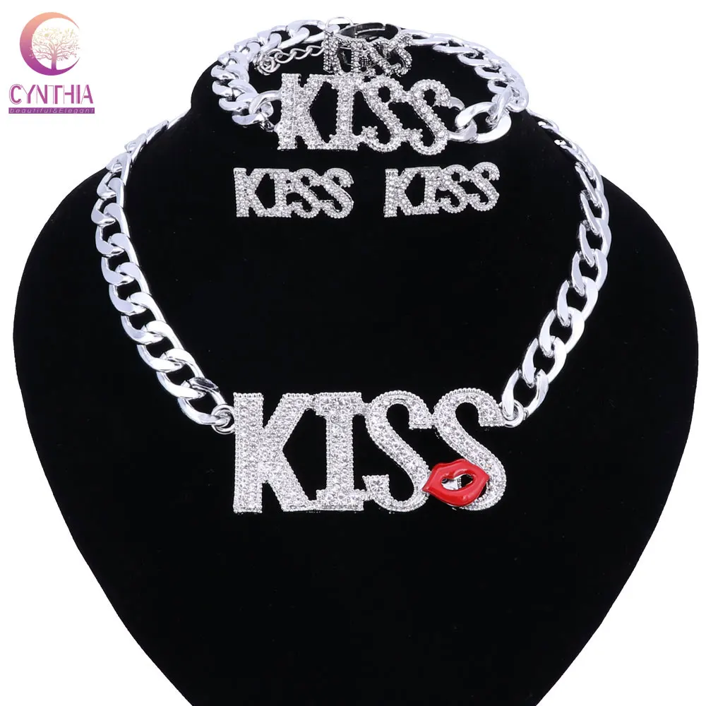 Модные оригинальные хрустальные подвески с надписью kiss вечерние Подарочные