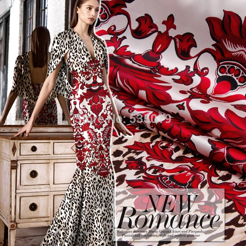 Красные цветы с леопардовым принтом Модные Новое поступление эластичные sericiculture