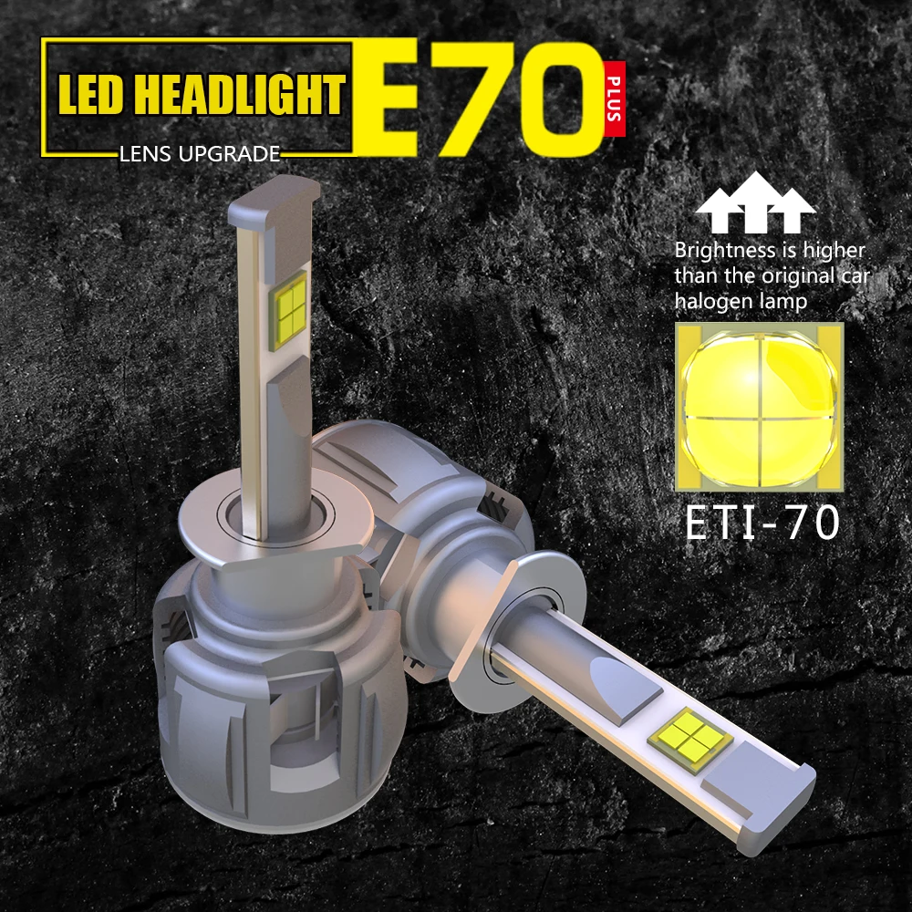 

Super Bright ETI70 H1 H3 Led Headlight Bulbs Conversion Kit Headlamps 120W 15600lm 6000K Cool White ETI 70 chip anti flicker