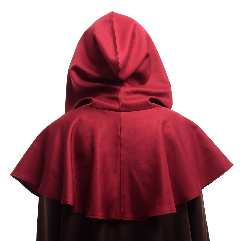 Medieval Priest Monk Costume Shawl Hooded Cape Renaissance Wicca Pagan Capelet LARP Mantle Cowl Hat Fancy Dress Cosplay Cross