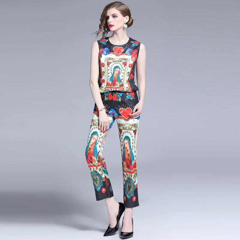 Новинка лета 2019 подиумный модный элегантный винтажный брючный комплект