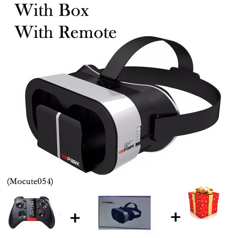 VRPARK V5 Viar Смарт шлем виртуальной реальности очки 3D 3 D VR гарнитура шлем для iPhone смартфон Android линзы - Цвет: With Box 054 Remote