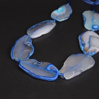 15 5strand large size natural blue agates faceted slab nugget loose beadsgems stone slice pendants nacklace jewelry making