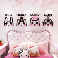 new cartoon cute cat acrylic 3d wall stickers for kids room girl room diy decoration letter tv wall home art decor