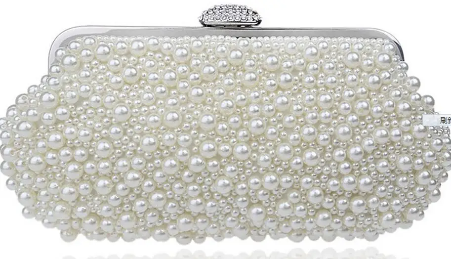 YM1064pearl White Yingmi В виде ракушки бренд Дизайн ручной работы Вечерние сумки Алмазы Жемчуг маленький день сцепления с цепочкой плеча Свадебная вечеринка сумка - Цвет: YM1064pearl White