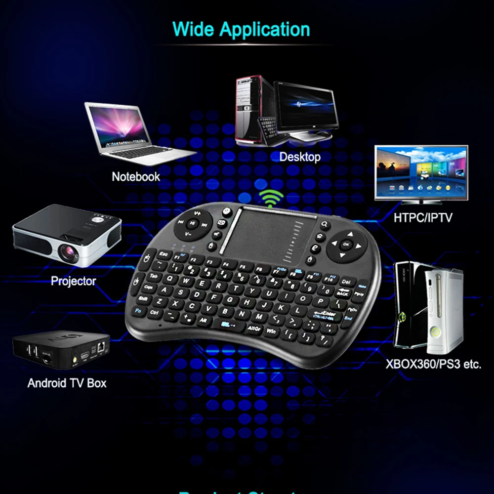 HAOSIHD I8 2,4 ГГц Беспроводная Клавиатура Тачпад ручной для Android tv BOX с английской клавиатурой