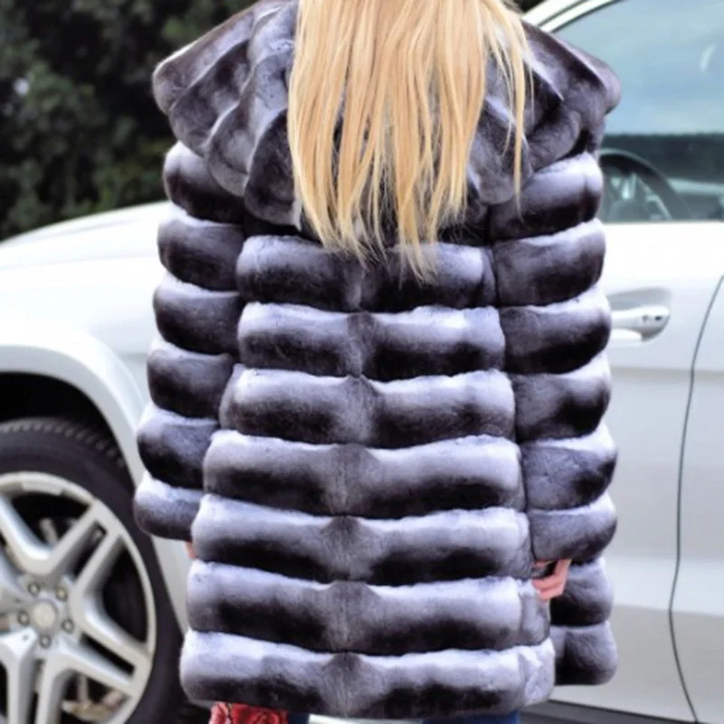 FURSARCAR Thick Winter Real Fur Coat Women Natural Rex Rabbit Fur Jacket With Fur Collar wholesale 2021 New Luxury Winter Fur