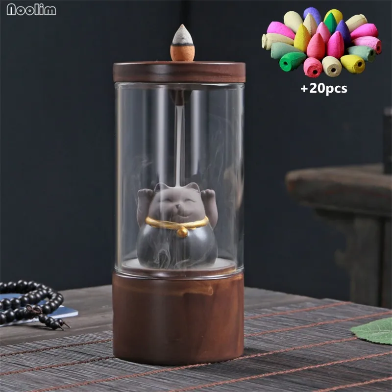 Креативный античный ладан для ладана Lucky Cat с стеклянной крышкой держатель