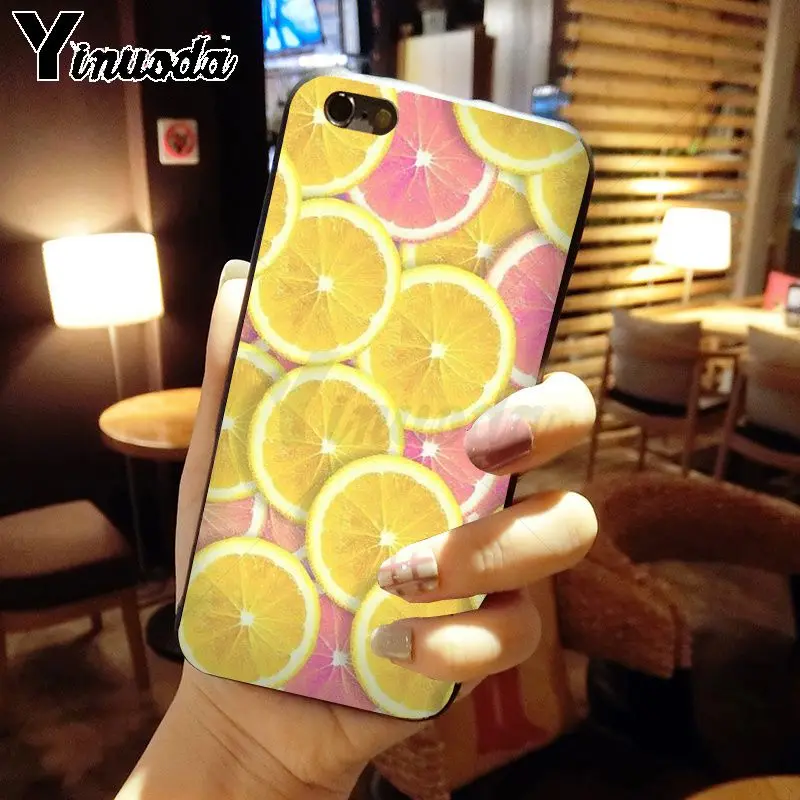 Yinuoda LEMON FRUIT Soft silicone black Phone accessories Case for iPhone 8 7 6 6S Plus X XS MAX 5 5S SE XR Mobile Cover | Мобильные