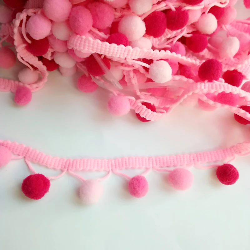10 ярдов Радуга Pom pom кружевная отделка мяч швейная одежда аксессуары бахрома Лента отделка помпоны DIY ремесла для свадебного декора - Цвет: K