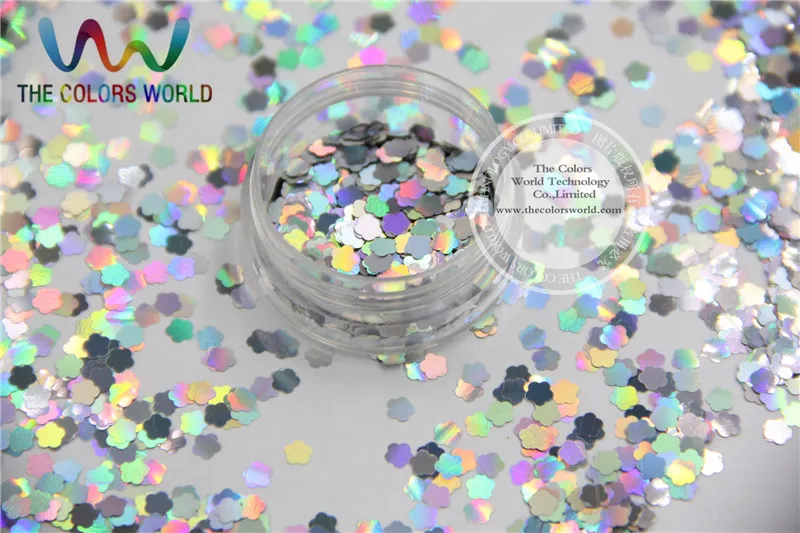 Большой размер в форме цветка 6 мм Лазерная голографическая Серебристая