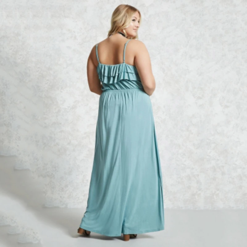 Женские платья макси с оборками одежда больших размеров 2017 летнее офисное платье