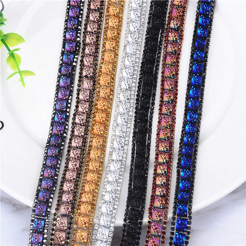 Хрустальная Блестящая лента горячей фиксации 1 ярд/партия стразы цепочка отделка